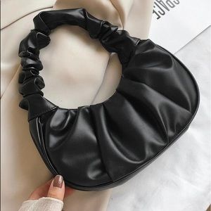 Baguette Ruched Mini Shoulder Mini Leather Purse.